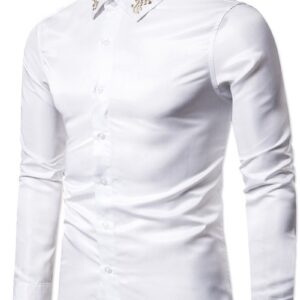 Ericdress Button Color Block Lapel Single-Breasted Men's Shirt