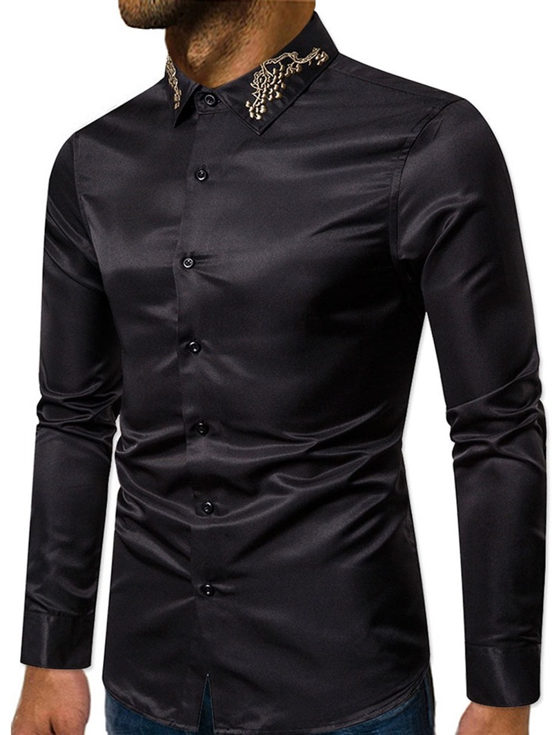 Ericdress Button Color Block Lapel Single-Breasted Men's Shirt