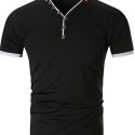 Ericdress Button Color Block V-Neck Slim Mens T-shirt