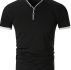 Ericdress Button Color Block V-Neck Slim Mens T-shirt