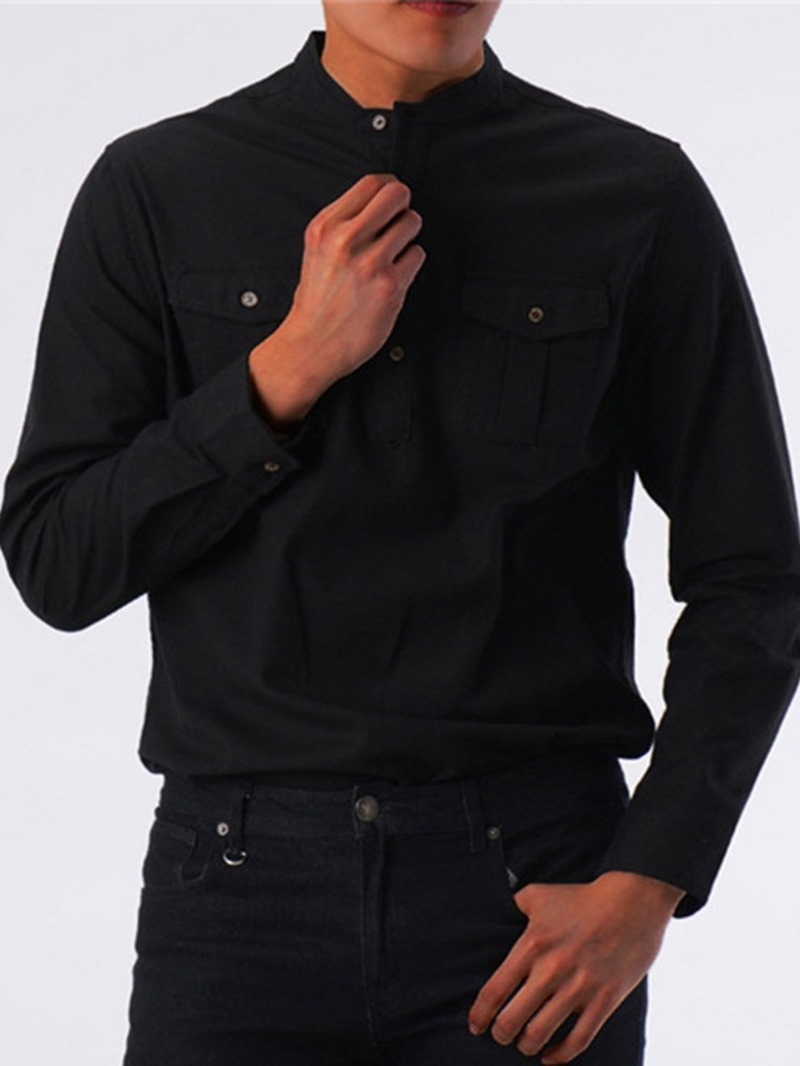 Ericdress Button Korean Plain Single-Breasted Men’s Shirt