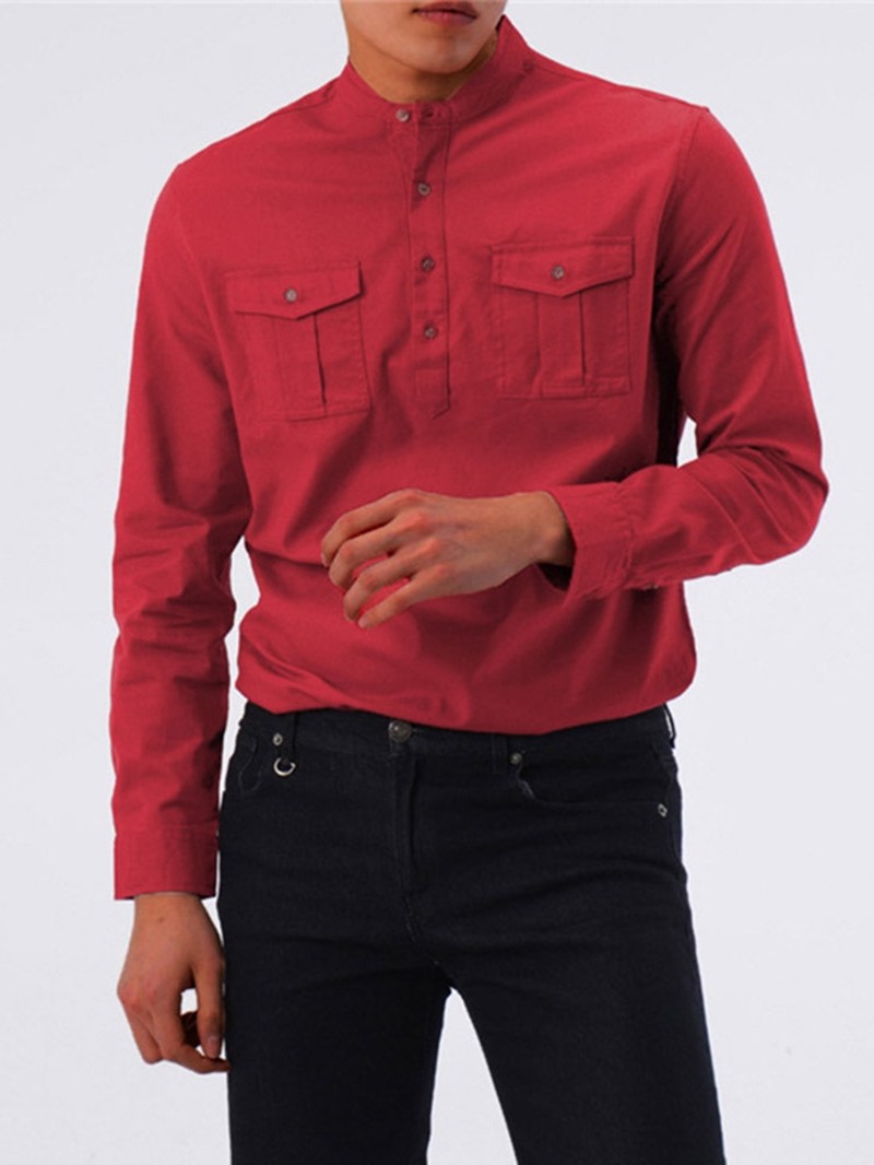 Ericdress Button Korean Plain Single-Breasted Men's Shirt