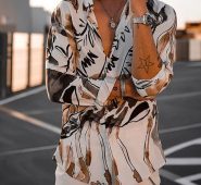 Ericdress Button Lapel Plant Single-Breasted Men’s Shirt