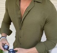 Ericdress Button Plain Lapel Single-Breasted Men’s Shirt