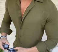 Ericdress Button Plain Lapel Single-Breasted Men’s Shirt