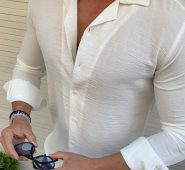 Ericdress Button Plain Lapel Single-Breasted Men’s Shirt