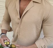 Ericdress Button Plain Lapel Single-Breasted Men’s Shirt