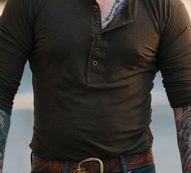 Ericdress Button Round Neck Plain Slim Mens T-shirt