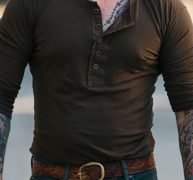 Ericdress Button Round Neck Plain Slim Mens T-shirt