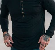 Ericdress Button Round Neck Plain Slim Mens T-shirt