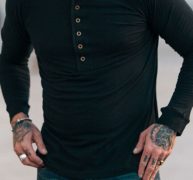 Ericdress Button Round Neck Plain Slim Mens T-shirt