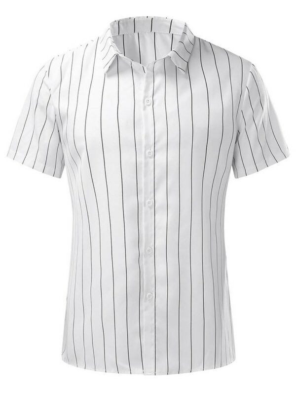 Ericdress Button Stripe Lapel Single-Breasted Men's Shirt