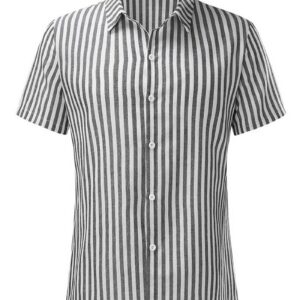 Ericdress Button Stripe Lapel Single-Breasted Men's Shirt