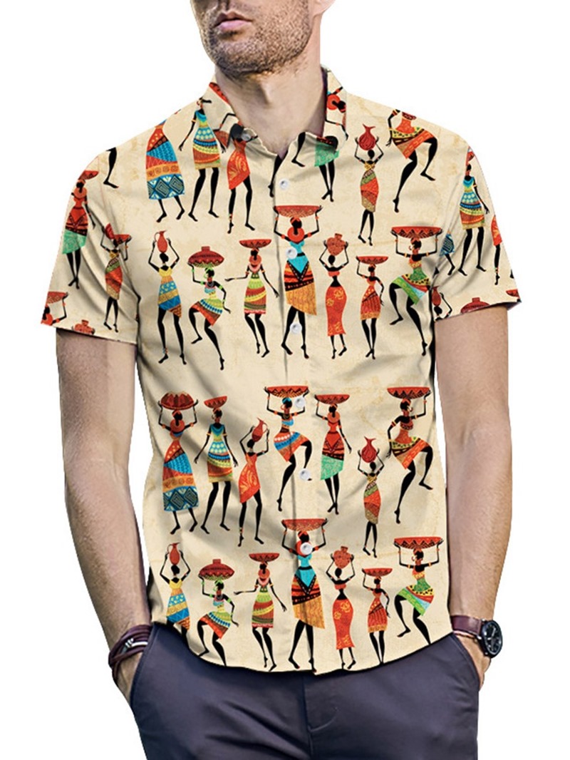 Ericdress Cartoon Casual Lapel Summer Single-Breasted Men's Shirt