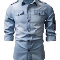 Ericdress Casual Button Color Block Slim Men’s Shirt