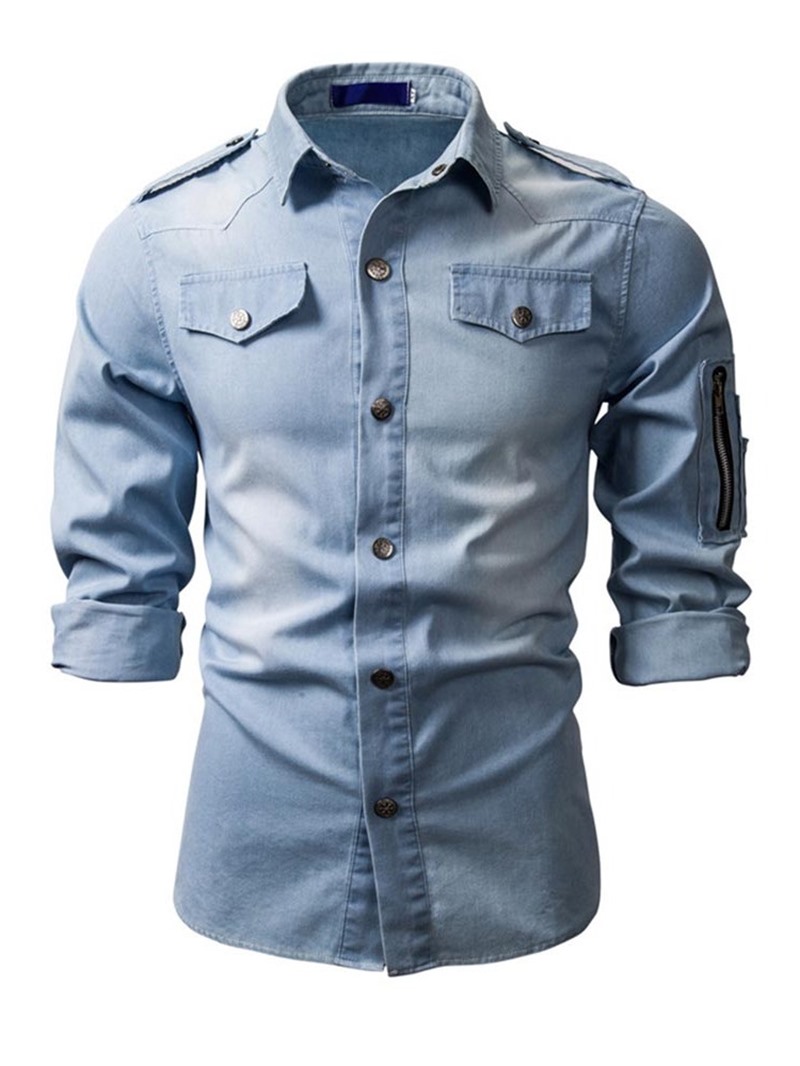 Ericdress Casual Button Color Block Slim Men's Shirt