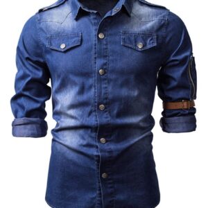 Ericdress Casual Button Color Block Slim Men's Shirt