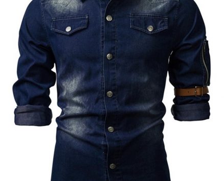 Ericdress Casual Button Color Block Slim Men’s Shirt