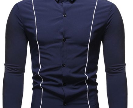 Ericdress Casual Lapel Button Single-Breasted Slim Men’s Shirt