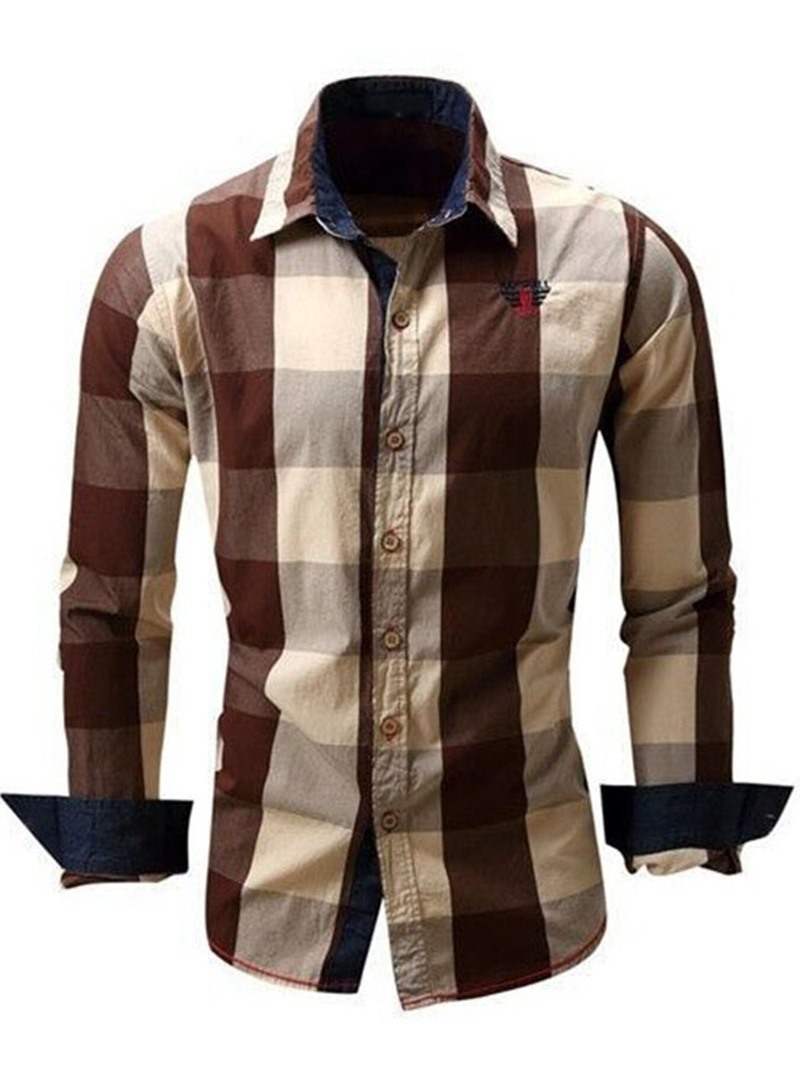 Ericdress Casual Lapel Plaid Fall Single-Breasted Men's Shirt