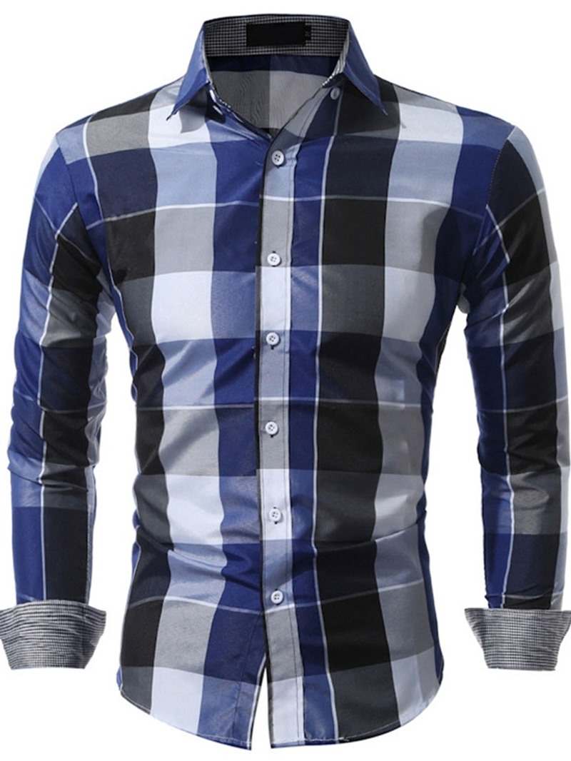 Ericdress Casual Lapel Plaid Single-Breasted Men's Shirt