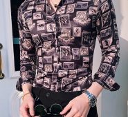 Ericdress Casual Lapel Print Slim Men’s Shirt