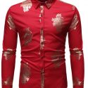 Ericdress Casual Lapel Print Slim Single-Breasted Men’s Shirt