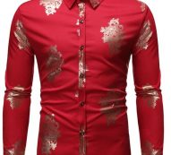 Ericdress Casual Lapel Print Slim Single-Breasted Men’s Shirt