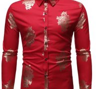 Ericdress Casual Lapel Print Slim Single-Breasted Men’s Shirt