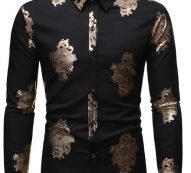 Ericdress Casual Lapel Print Slim Single-Breasted Men’s Shirt