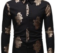 Ericdress Casual Lapel Print Slim Single-Breasted Men’s Shirt