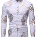 Ericdress Casual Lapel Print Slim Single-Breasted Men’s Shirt