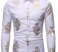 Ericdress Casual Lapel Print Slim Single-Breasted Men’s Shirt