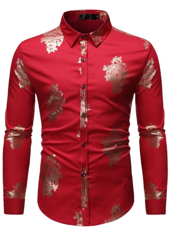 Ericdress Casual Lapel Print Slim Single-Breasted Men's Shirt