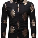 Ericdress Casual Lapel Print Slim Single-Breasted Men’s Shirt