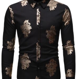 Ericdress Casual Lapel Print Slim Single-Breasted Men's Shirt