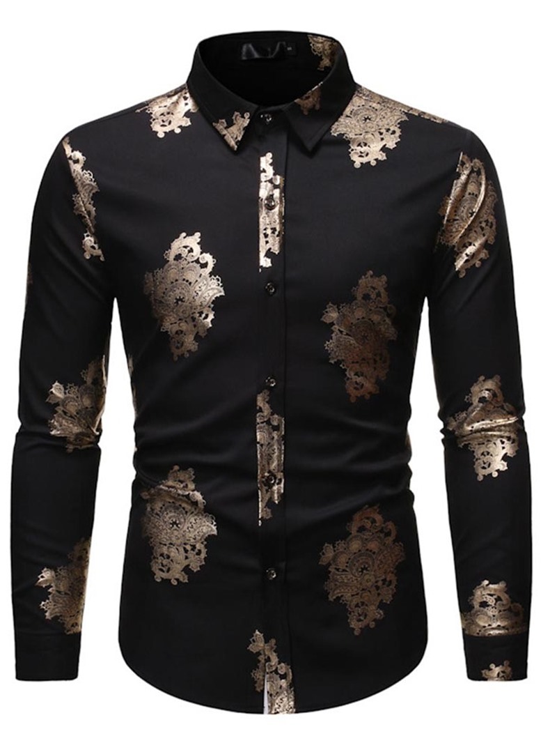 Ericdress Casual Lapel Print Slim Single-Breasted Men's Shirt