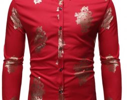 Ericdress Casual Lapel Print Slim Single-Breasted Men’s Shirt