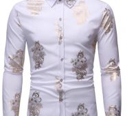 Ericdress Casual Lapel Print Slim Single-Breasted Men’s Shirt