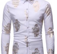 Ericdress Casual Lapel Print Slim Single-Breasted Men’s Shirt