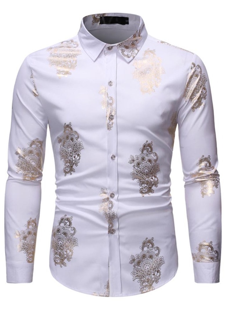 Ericdress Casual Lapel Print Slim Single-Breasted Men's Shirt