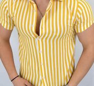 Ericdress Casual Lapel Stripe Single-Breasted Men’s Shirt