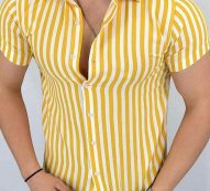 Ericdress Casual Lapel Stripe Single-Breasted Men’s Shirt