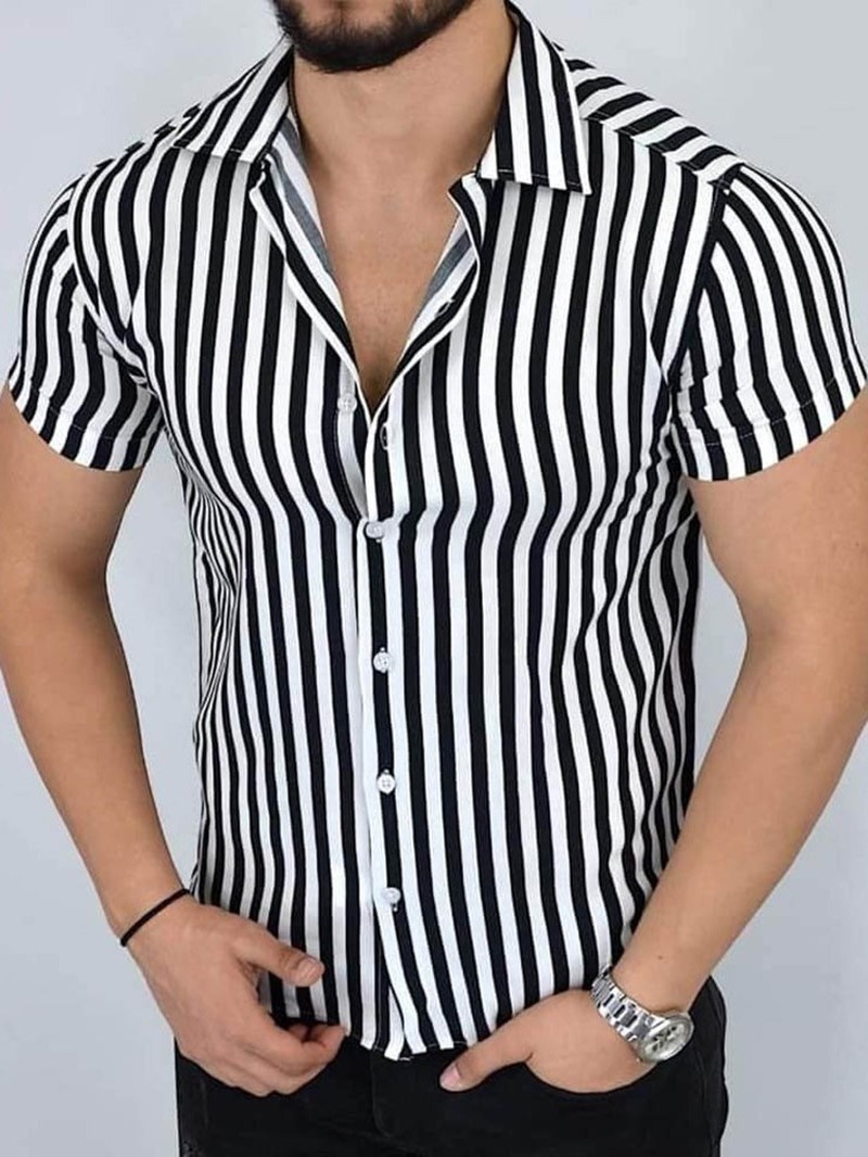 Ericdress Casual Lapel Stripe Single-Breasted Men's Shirt