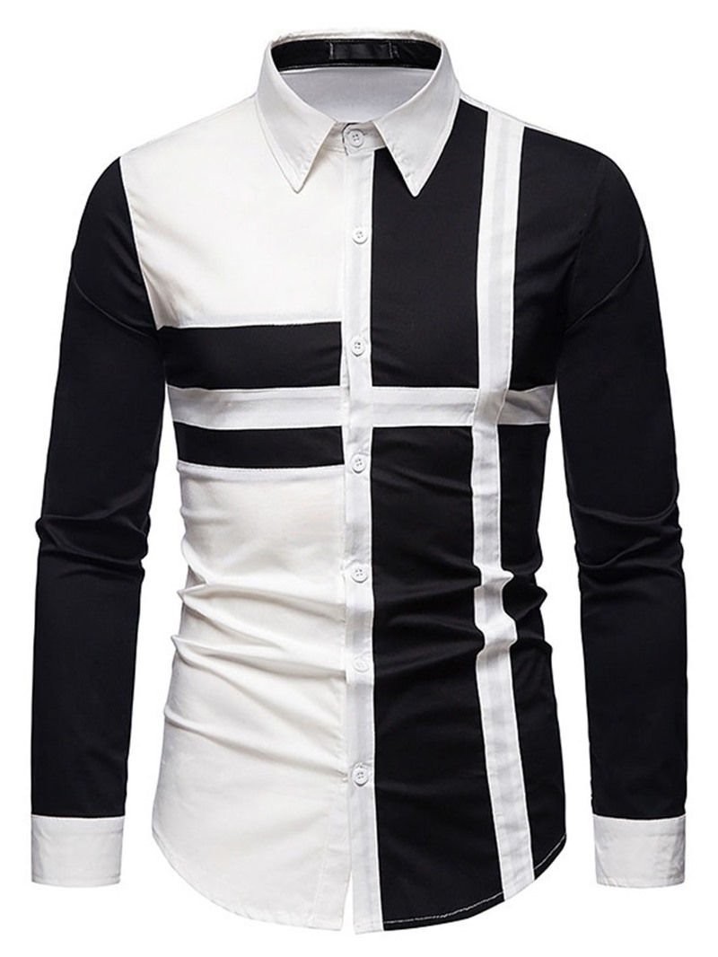 Ericdress Casual Patchwork Color Block Fall Single-Breasted Men's Shirt