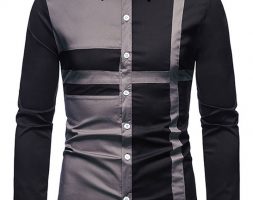 Ericdress Casual Patchwork Color Block Fall Single-Breasted Men’s Shirt