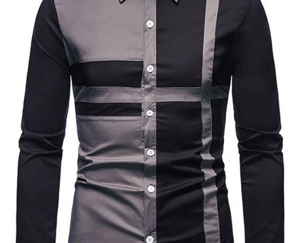 Ericdress Casual Patchwork Color Block Fall Single-Breasted Men’s Shirt