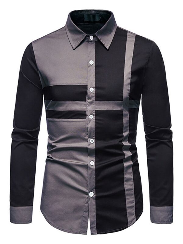 Ericdress Casual Patchwork Color Block Fall Single-Breasted Men's Shirt