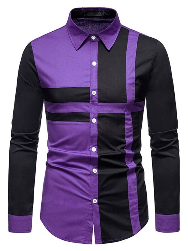 Ericdress Casual Patchwork Color Block Fall Single-Breasted Men's Shirt