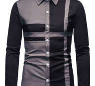 Ericdress Casual Patchwork Color Block Fall Single-Breasted Men’s Shirt